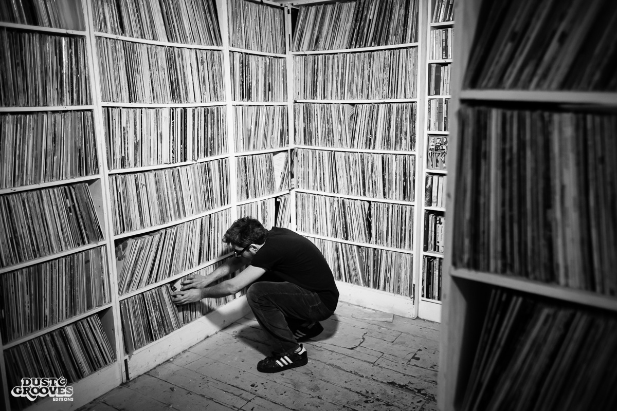 Matt Mikas, a vinyl record collector, photographed at his home in Brooklyn, NY for Dust & Grooves.