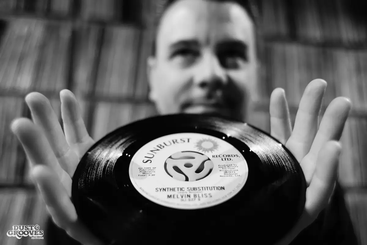 Andrew Mason, a vinyl record collector, photographed at his home in Brooklyn, NY for Dust & Grooves.