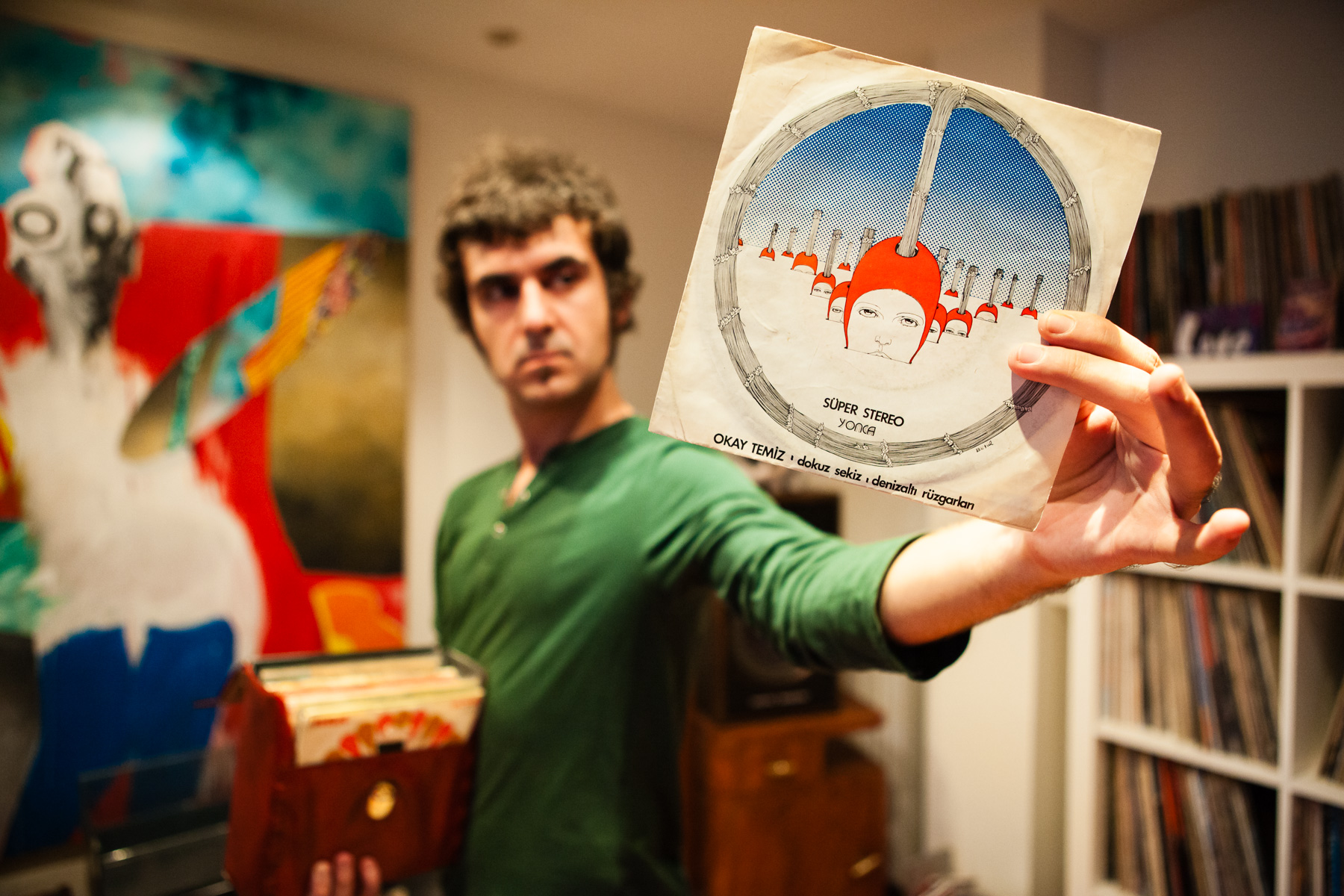 Emek Can Tulus, a vinyl record collector, photographed at his home in Istanbul, Turkey, for Dust & Grooves.