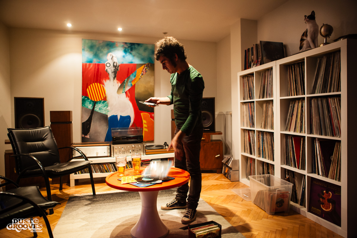 Emek Can Tulus, a vinyl record collector, photographed at his home in Istanbul, Turkey, for Dust & Grooves.